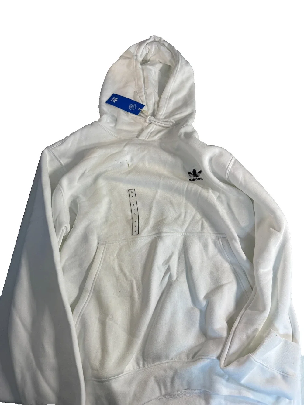 Adidas Originals Men's Trefoil Essentials Hoodie Size Large White NWT Read